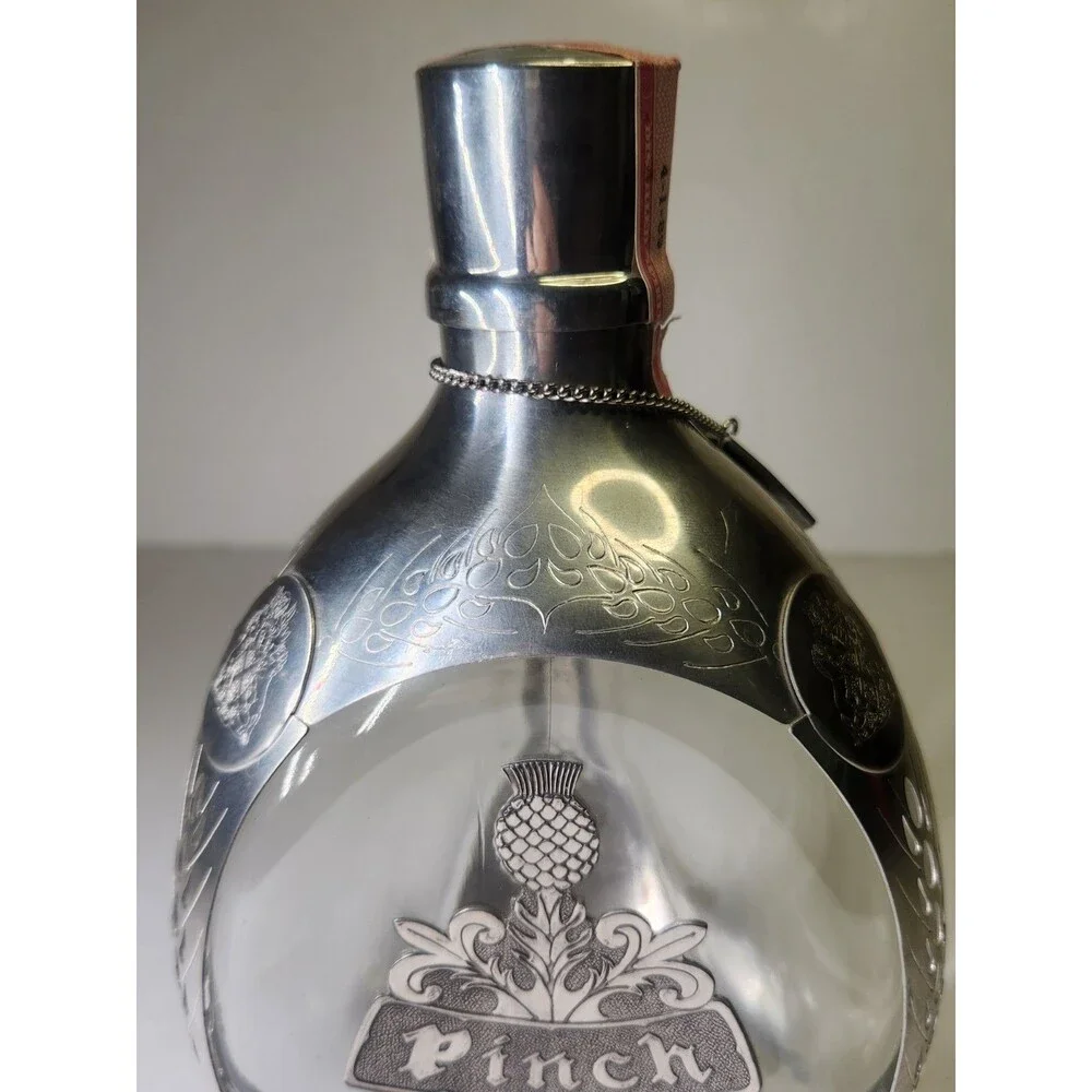 Haig Royal Holland Pewter Overlay Glass Pinch Empty Whisky Bottle Decanter